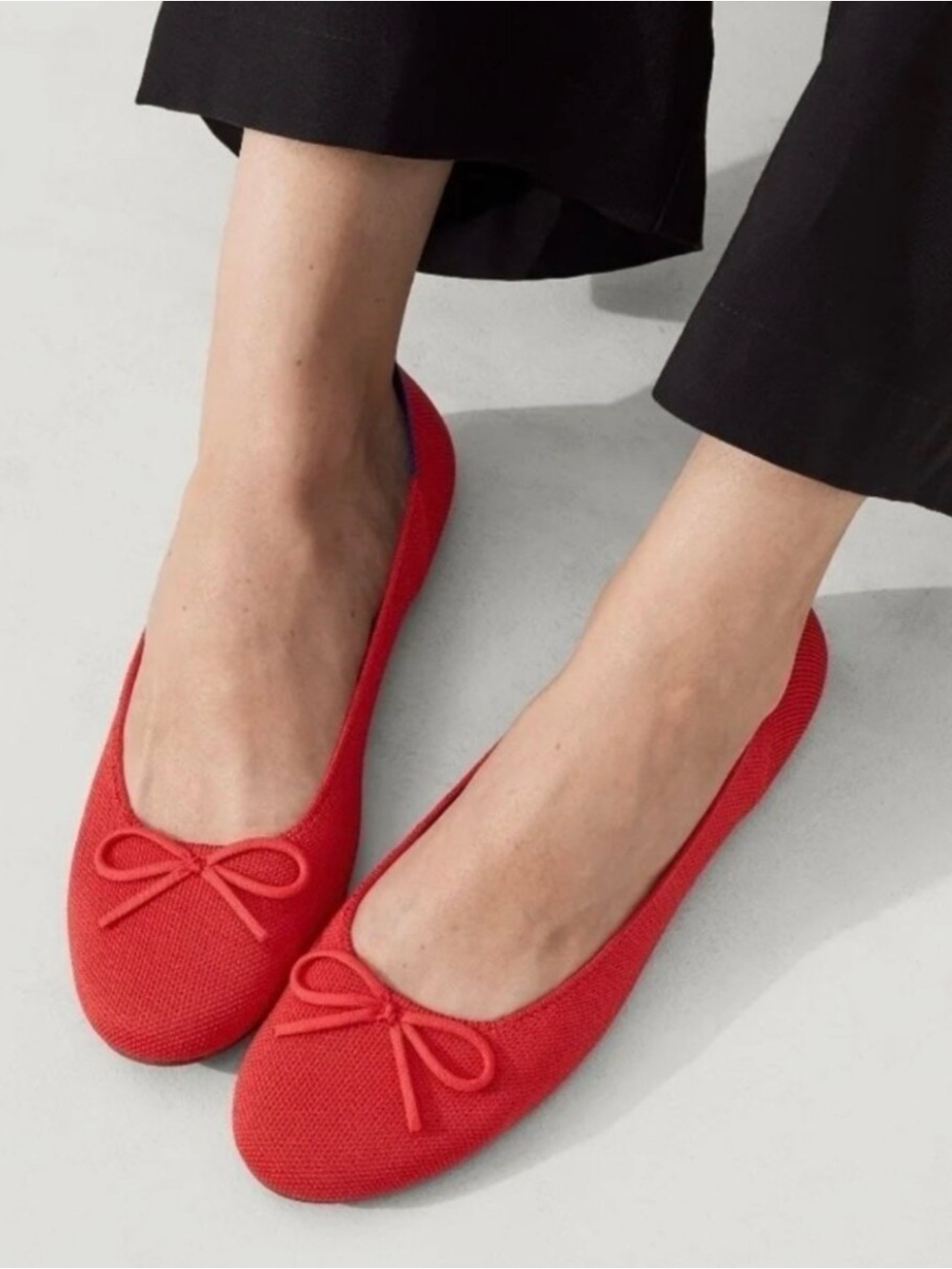 Rothy’s The Ballet Flat Bow Round Toe Glamour Red Size 8